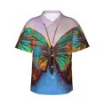 thumbnail image 1 of Balery Oil Painting Beautiful Butterfly Print Men's Hawaiian Shirts Short Sleeve Beach Shirt Relaxed Fit Vacation Button Down Shirts-X-Large, 1 of 9