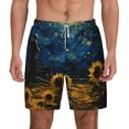 thumbnail image 1 of Balery Oil Starry Sky Sunflower Mens Swim Trunks Swim Shorts for Men Quick Dry Inseam Beach Shorts with Compression Liner Pocket-Large, 1 of 9