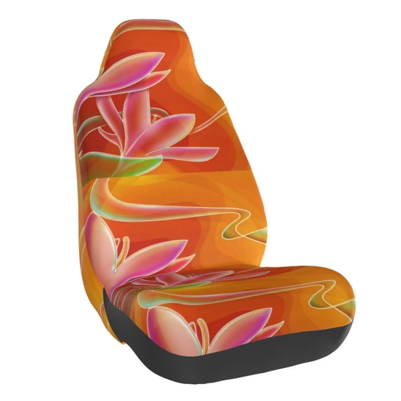 Balery Orange Flower Psychedelic Pattern Car Seat Cover - Soft & Breathable Front Premium Covers with Non-Slip Protector Fits Most Automotive, Vans, SUVs, Trucks - 1 Unit