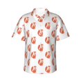 thumbnail image 1 of Balery Orange Fox Print Men's Hawaiian Shirts Short Sleeve Beach Shirt Relaxed Fit Vacation Button Down Shirts-3X-Large, 1 of 9