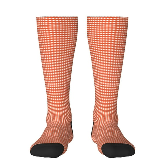 Balery Orange Gingham Fun Novelty Socks Men'S Women'S Crew Socks Funny Crazy Novelty Socks Quirky And Cool Socks