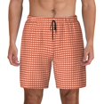 thumbnail image 1 of Balery Orange Gingham Mens Swim Trunks Swim Shorts for Men Quick Dry Inseam Beach Shorts with Compression Liner Pocket-3X-Large, 1 of 9