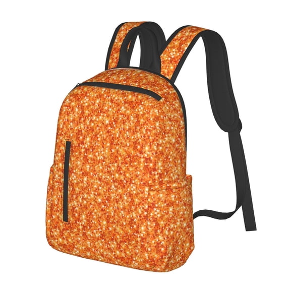 Balery Orange Glitter Lightweight Backpack for Men and Women - Durable and Water-Resistant, Ideal for School, Work, Travel, and Everyday Use