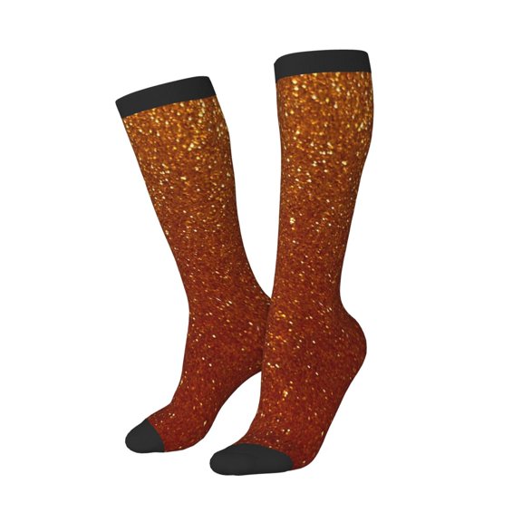 Balery Orange Glitter Printed Novelty Socks Men's Women's Crew Socks Sports Socks Knee High Socks Cotton Socks Quirky and Cool Socks