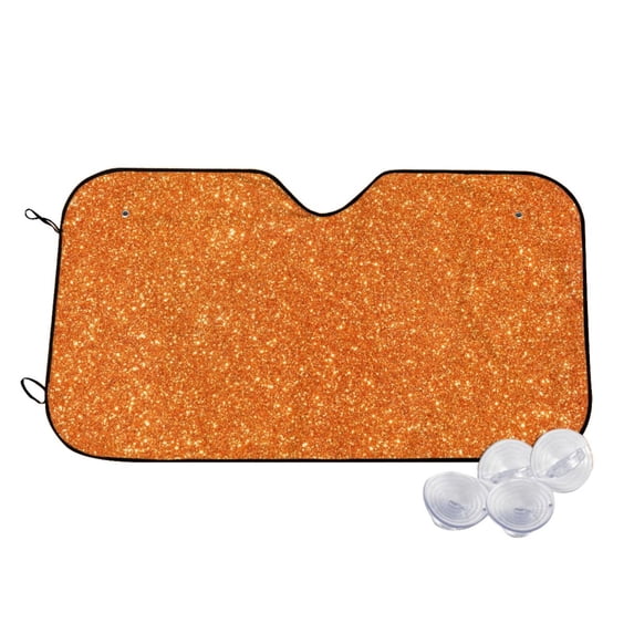 Balery Orange Glitter Windshield Sun Shade, Car Front Window Sunshade Cover ,Automotive Interior Portected Blocks Uv Rays For Car Pickup Truck Suv Accessories- Medium