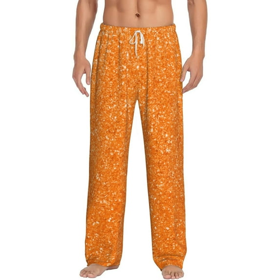 Balery Orange Glitter2 print Men's Pajama Pants,Ultra Lightweight Pjs,Lounge Pant-XX-Large