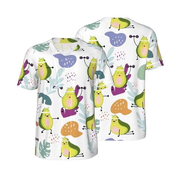 Balery Orange Green Avocado Baseball Jersey for Men Casual Button Down Shirts Short Sleeve Active Team Sports Uniform-Small