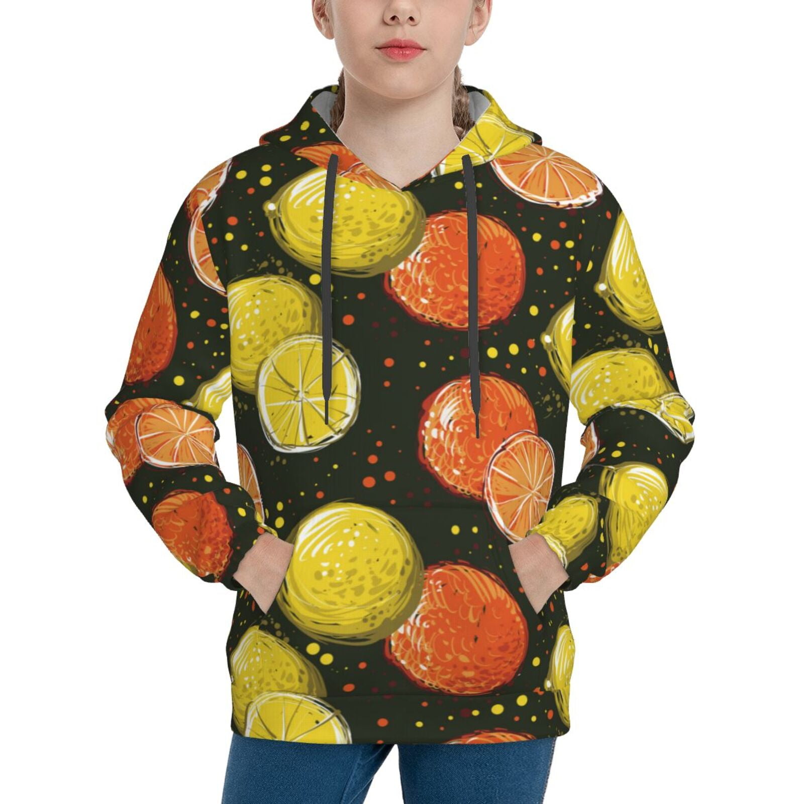Boys Orange Printed Sweatshirt