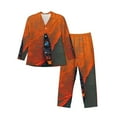 Balery Orange Net Fishing Boat Pattern Pajama Sets for Men Long Sleeve