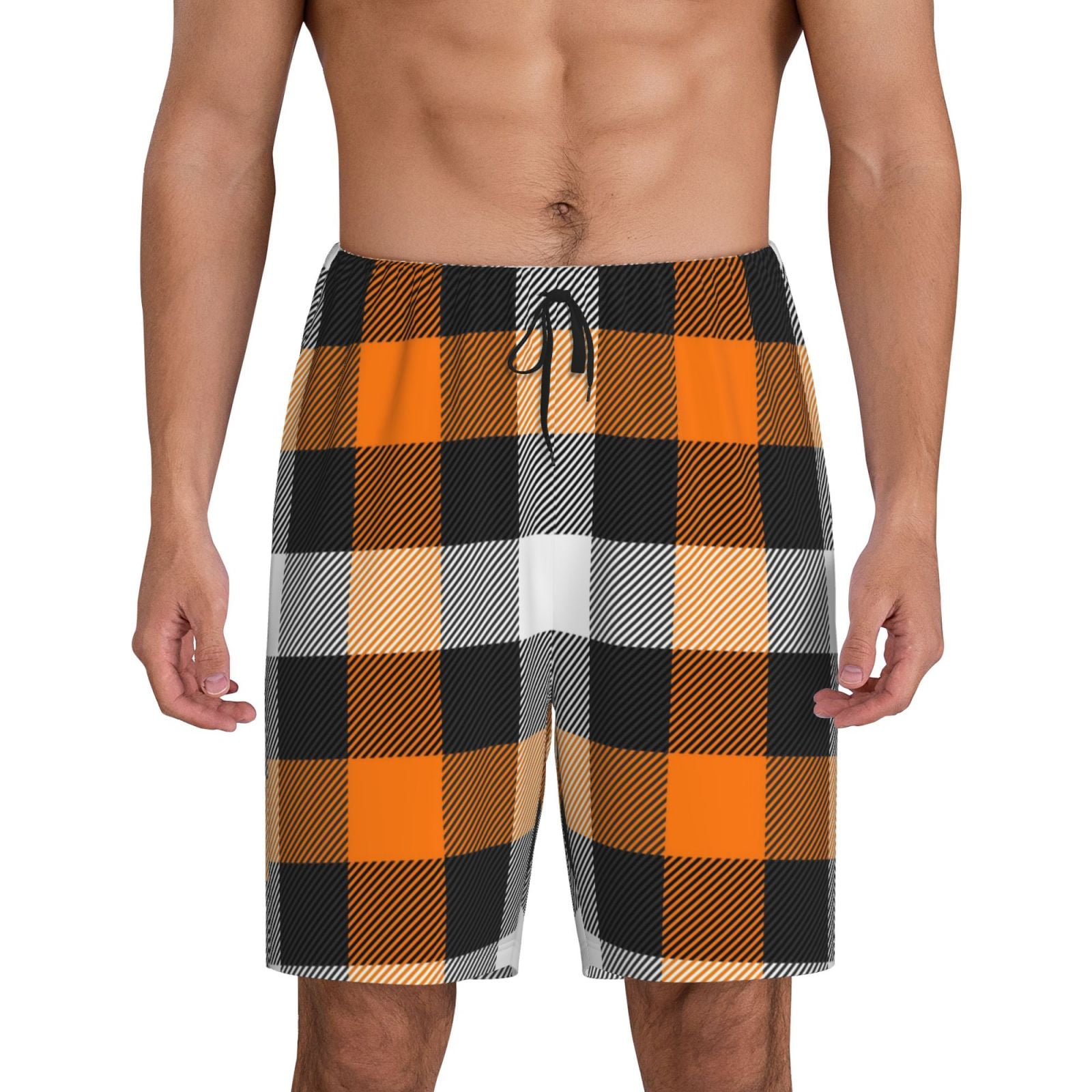 Orange Plaid Men's Joggers main image 0