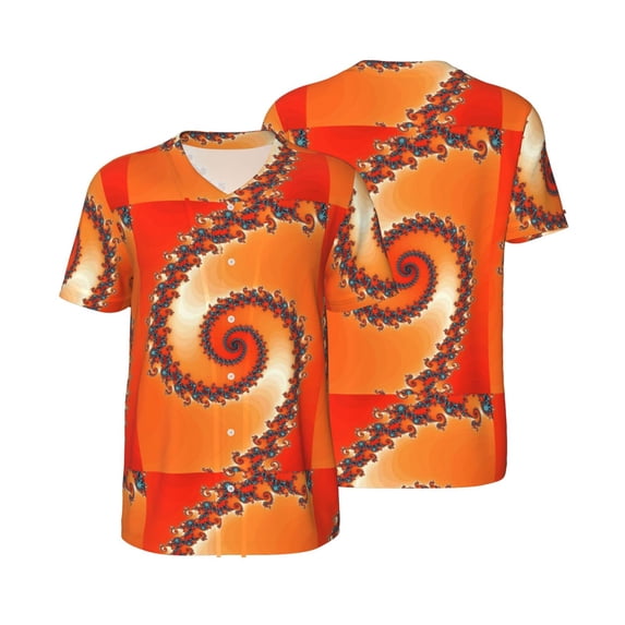 Balery Orange Rotating Baseball Jersey for Men Casual Button Down Shirts Short Sleeve Active Team Sports Uniform-4X-Large