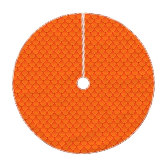 Balery Orange Scales Printed Christmas Tree Skirt , Merry Christmas Party Christmas Tree Decoration,Adjustable Tree Skirt-30"