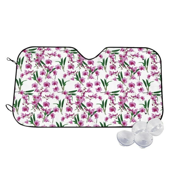 Balery Orchids Flowers Print Car Windshield Sun Shade,Windshield Sunshade for Car Pickup Truck SUV Accessories-Small