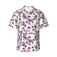 thumbnail image 1 of Balery Orchids Flowers Print Men's Hawaiian Shirts Short Sleeve Beach Shirt Relaxed Fit Vacation Button Down Shirts-, 1 of 9