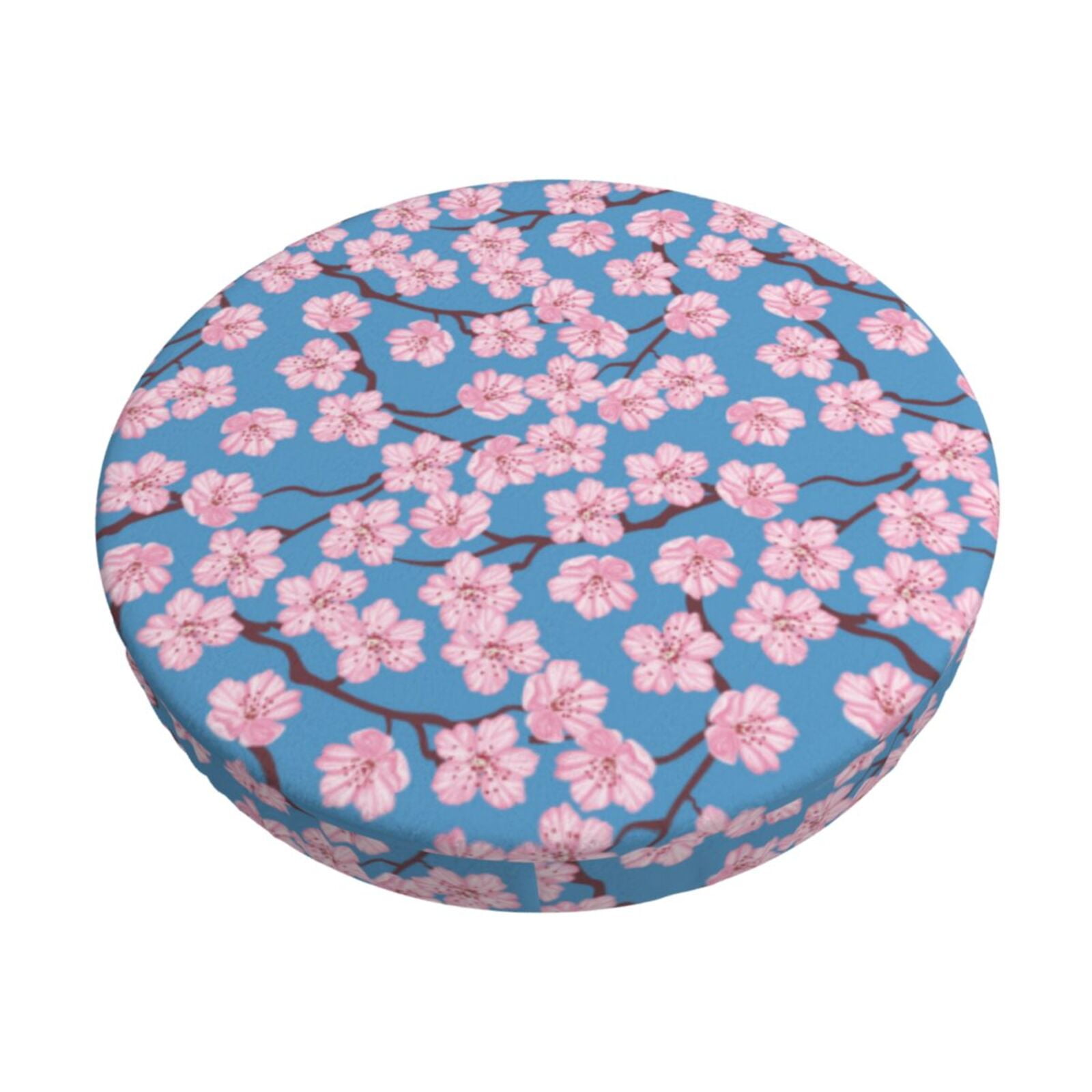 Balery Orchids Flowers Round Bar Stool Seat Covers Velvet Fabric