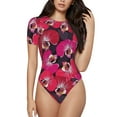 thumbnail image 1 of Balery Orchids Flowers Women's Short Sleevee Crew Neck Bodysuit Tops Short Sleeve Tops Basic-X-Large, 1 of 9