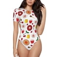 thumbnail image 1 of Balery Oriental Cuisine Women's Short Sleevee Crew Neck Bodysuit Tops Short Sleeve Tops Basic-, 1 of 9