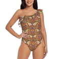 thumbnail image 1 of Balery Owl Mandala One Shoulder Swimsuits for Women Ruffle Swimsuits Tummy Control One Shoulder Bathing Suits-XX-Large, 1 of 8