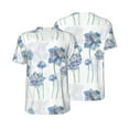 thumbnail image 1 of Balery Pale Blue Lotus Flowers Baseball Jersey for Men Casual Button Down Shirts Short Sleeve Active Team Sports Uniform-4X-Large, 1 of 9