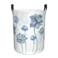 thumbnail image 1 of Balery Pale Blue Lotus Flowers Round Laundry Basket with Handles Waterproof Freestanding Laundry Hamper for Clothes Toys in the Dorm and Family-Medium, 1 of 8