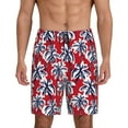 thumbnail image 1 of Balery Palm Tree Pattern on Red Men's Cotton Knit Pajama Shorts Waistband & Pockets,Short Pajama Pants-XX-Large, 1 of 8