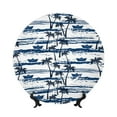 thumbnail image 1 of Balery Palm Tree Print Bone China Decorative Plate Ceramic Dinner Plates Art Crafts with Display Stand-7in, 1 of 6