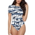 thumbnail image 1 of Balery Palm Tree Women's Short Sleevee Crew Neck Bodysuit Tops Short Sleeve Tops Basic-Medium, 1 of 9