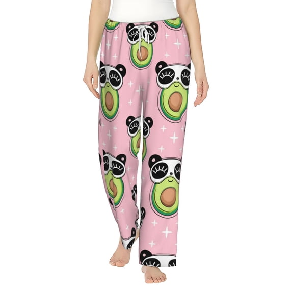Balery Panda Avocado print Women's Pajama Pants,Ultra Lightweight Pjs,Lounge Pant-X-Large