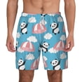 thumbnail image 1 of Balery Panda Flying in the Sky Mens Swim Trunks Swim Shorts for Men Quick Dry Inseam Beach Shorts with Compression Liner Pocket-Small, 1 of 9
