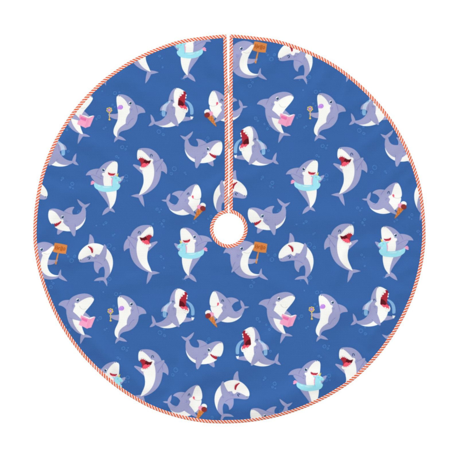 Balery Party Shark Cute Printed Christmas Tree Skirt , Merry Christmas
