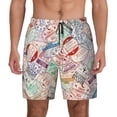 thumbnail image 1 of Balery Passport Stamp Mens Swim Trunks Swim Shorts for Men Quick Dry Inseam Beach Shorts with Compression Liner Pocket-Large, 1 of 9