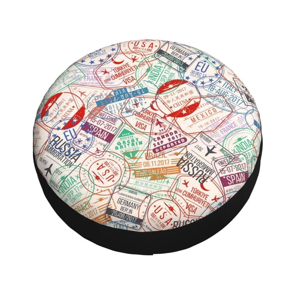 Balery Passport Stamp Tire Covers - Tough Tire Wheel Protector for Truck, SUV, Trailer, Camper, RV -16 inch