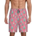 thumbnail image 1 of Balery Pastel Christmas Trees on Pink Men's Cotton Knit Pajama Shorts Waistband & Pockets,Short Pajama Pants-XX-Large, 1 of 8
