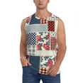 thumbnail image 1 of Balery Patchwork In Country Style Men's Sleeveless Muscle Shirts Workout Tank Top, Moisture Wicking, Odor Protection-Large, 1 of 8