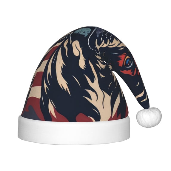 Balery Patriotic Bulldog Art Pattern Santa Hat Christmas Hat Funny Christmas Hat Christmas Knitted Beanie Hat For Kids