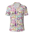 thumbnail image 1 of Balery Peace Love and Dove Flower Power Printed Men’s Short Sleeve Polo Shirt, Midweight Men's Shirt,Golf Polo shirts -Large, 1 of 8