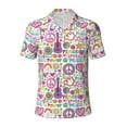 thumbnail image 1 of Balery Peace Love and Dove Flower Power Printed Men’s Short Sleeve Polo Shirt, Midweight Men's Shirt,Golf Polo shirts -X-Large, 1 of 8