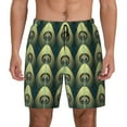 thumbnail image 1 of Balery Peacock Gold Feather Mens Swim Trunks Swim Shorts for Men Quick Dry Inseam Beach Shorts with Compression Liner Pocket-Small, 1 of 9