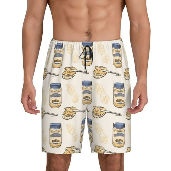 Balery Peanuts Men's Cotton Knit Pajama Shorts Waistband & Pockets,Short Pajama Pants-4X-Large