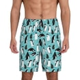 thumbnail image 1 of Balery Penguins Men's Cotton Knit Pajama Shorts Waistband & Pockets,Short Pajama Pants-Medium, 1 of 8