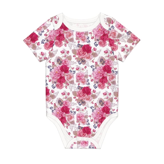 Balery Peonies And Roses Pattern Baby Climbing Clothes Infant Bodysuit Cute Infant Bodysuit Baby Romper-3 Months