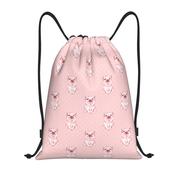 Balery Pig Polka Dot Pattern Drawstring Backpack Bag Sport Gym Sackpack Cinch Bags Pattern Drawstring Backpack Bag Sport Gym Sackpack Cinch Bags -Medium