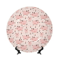 Balery Pig Print Bone China Decorative Plate Ceramic Dinner Plates Art Crafts with Display Stand-6in
