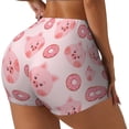 thumbnail image 1 of Balery Pigs Head And Donuts Printed Workout Shorts for Women Seamless Scrunch Short Gym Yoga Running Sport Active Exercise Fitness Shorts-Small, 1 of 8
