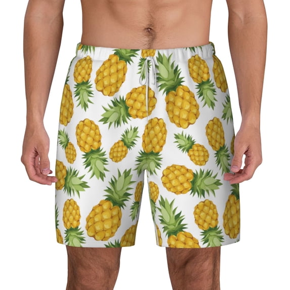 Balery Pineapple Mens Swim Trunks Swim Shorts for Men Quick Dry Inseam Beach Shorts with Compression Liner Pocket-X-Large