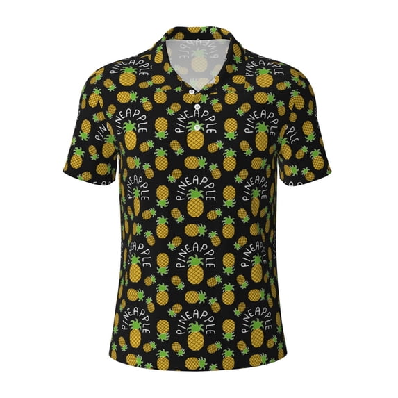 Balery Pineapple Printed Men’s Short Sleeve Polo Shirt, Midweight Men's Shirt,Golf Polo shirts -XX-Large