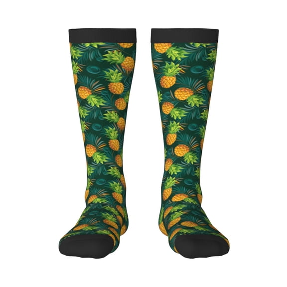 Balery Pineapples with Palm Leaves Printed Novelty Socks Men's Women's Crew Socks Sports Socks Knee High Socks Cotton Socks Quirky and Cool Socks