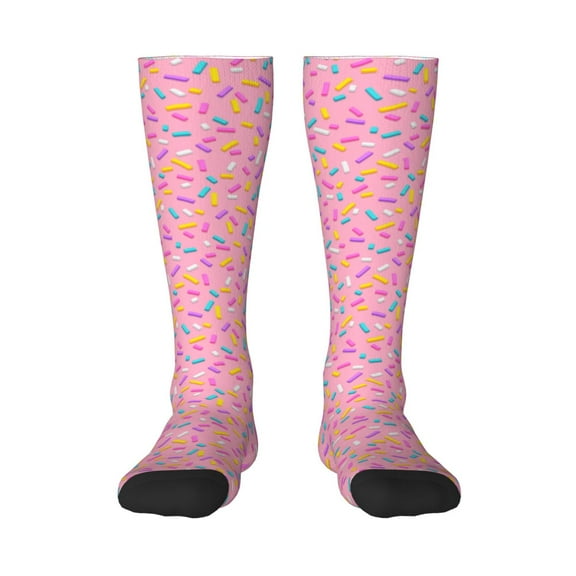 Balery Pink Donut Fun Novelty Socks Men'S Women'S Crew Socks Funny Crazy Novelty Socks Quirky And Cool Socks