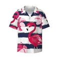thumbnail image 1 of Balery Pink Flamingos Men's Casual Button Down Shirt Short Sleeve Textured Summer Cuban Beach Shirts-Small, 1 of 7