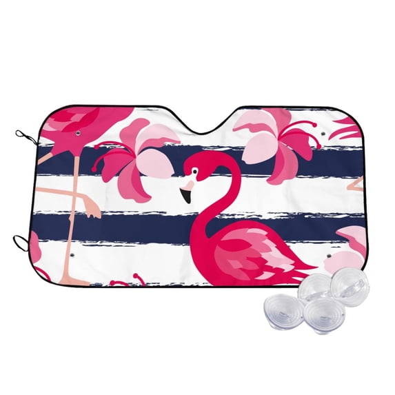 Balery Pink Flamingos Print Car Windshield Sun Shade,Windshield Sunshade for Car Pickup Truck SUV Accessories-Medium